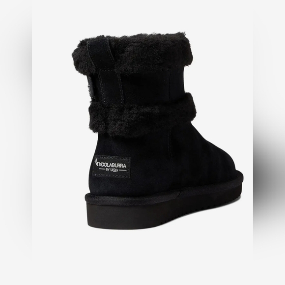 UGG Koolaburra Black Leather Sheepskin Lining Mid Calf Boots Size 7 - Picture 5 of 11